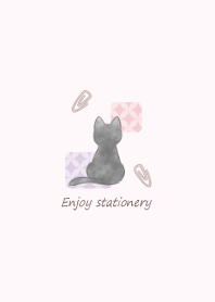 Cat and Stationary -pink- Shippo