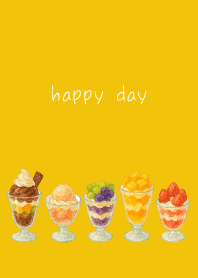 various parfaits on yellow