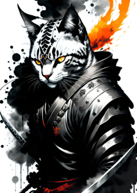 Ink wash cat samurai F7fdB3