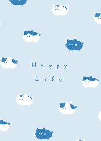 圓圓貓 - blue white.