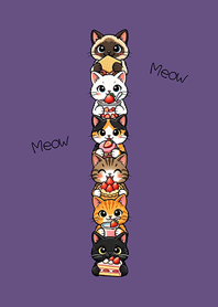 Cute cat eating snacks-Dark purple