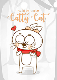 White Cute Catty Cat