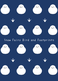 Snow Fairy Bird and Footprints-NAVY BLUE