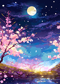 Beautiful night cherry blossoms#716