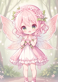 Pink fairy of the flower forest