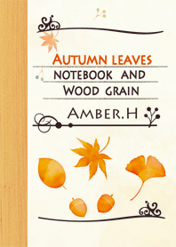 秋天的落葉筆記本和木紋 9