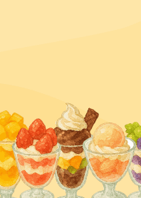various parfaits3 on brown & yellow