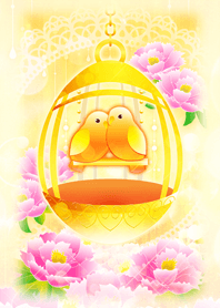 良縁と金運を寄せる金の鳥かごとラブバード