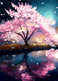 Beautiful night cherry blossoms#2131