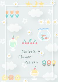 bluegreen Retro Sky Flower Pattern 06_2