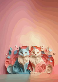 Two stylish cats on moss green JP