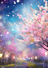 Beautiful night cherry blossoms#906