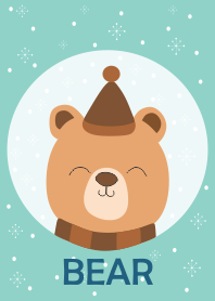 シンプルなブラウンベアと雪