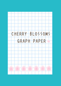 CHERRY BLOSSOMS GRAPH PAPERj-TURQUOISE