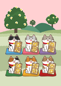 Lucky cat in the forest!(pink color)