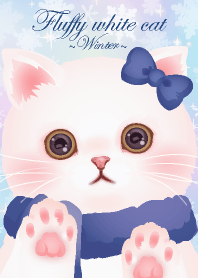 Fluffy white cat - winter -