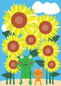 Sunflower and good friend frogs