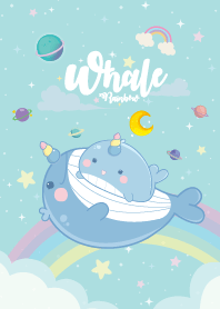 Whale Unicorn Rainbow Galaxy Light Blue