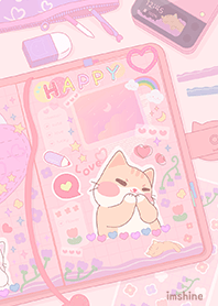 cute cat pink diary