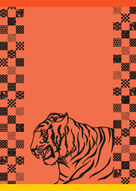 modern tiger on red & yellow