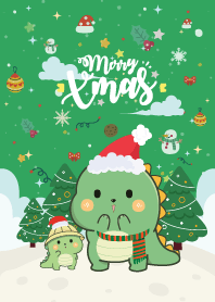 Dino Happy Christmas Day Green