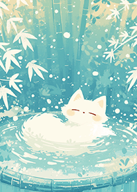 White Fox in a Bamboo Hot Spring_04