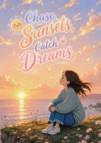 Cute Girl and Sunset V.3