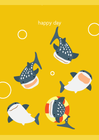 Whale shark friends on yellow