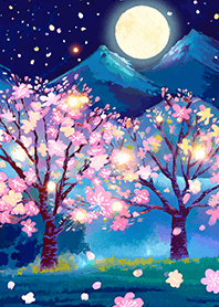Beautiful night cherry blossoms#2721