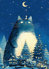 Dreamy cat under starlit night JP