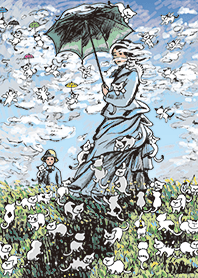 ポンゲをさがせ！ モネ 散歩、日傘をさす女