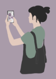 Lonely girl with phone:Gray purple