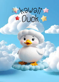 Kawaii White Duck in Could Theme