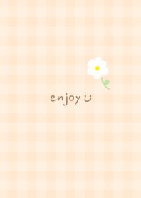 Plaid pattern single white flower29