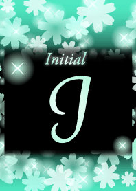 【I】イニシャル❤️お花-ミント×黒-