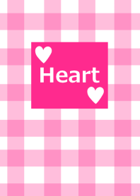 Pink check pattern and white heart