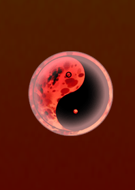 Dark Yin and Yang diagram Red Orange