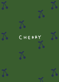 Green and navy. Cherries.