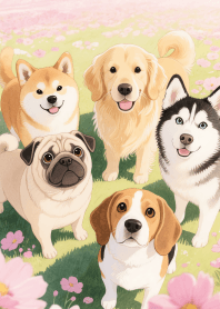 Pretty Dog Gang in Pink field (JP)