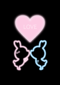 Neon rabbit and heart.