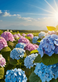 Fashionable hydrangea field