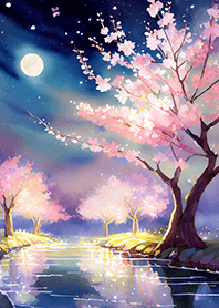 Beautiful night cherry blossoms#1998