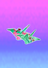 Japanese wind crane blue pink