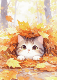 Cute Cat in Autumn V.1