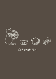 Cat and Tea -brown-