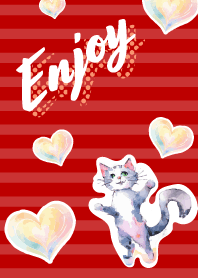 Naughty cats4 on red & beige