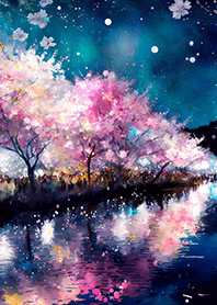 Beautiful night cherry blossoms#1499