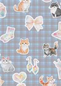 Girlish Cats on blue