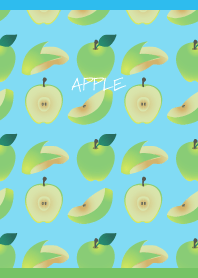 Various green apples on blue JP