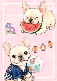 French Bulldog/Japanese Festival/pink